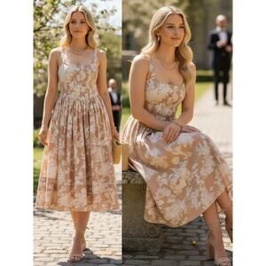 NWT LOVESHACKFANCY DRESS 10 BROWN MILKMAID COQUETTE WESTERN COTTAGECORE COUNTRY